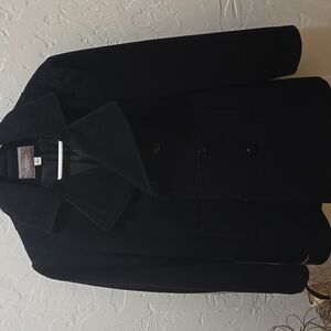 Croft & Barrow Women's Classic Black Pea Coat Wool/ Cashmere Blend